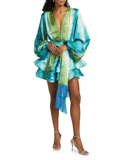 Bronx and Banco Women's Bedouin Coastal Abstract Silk-Blend Tie-Waist Minidress | Thumbnail 2 Bronx and Banco Women's Bedouin Coastal Abstract Silk-Blend Tie-Waist Minidress | Thumbnail 2