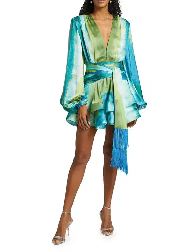 Bronx and Banco Women's Bedouin Coastal Abstract Silk-Blend Tie-Waist Minidress | Thumbnail 3 Bronx and Banco Women's Bedouin Coastal Abstract Silk-Blend Tie-Waist Minidress | Thumbnail 3