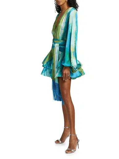 Bronx and Banco Women's Bedouin Coastal Abstract Silk-Blend Tie-Waist Minidress | Thumbnail 4 Bronx and Banco Women's Bedouin Coastal Abstract Silk-Blend Tie-Waist Minidress | Thumbnail 4