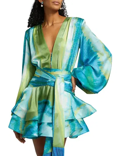 Bronx and Banco Women's Bedouin Coastal Abstract Silk-Blend Tie-Waist Minidress | Thumbnail 6 Bronx and Banco Women's Bedouin Coastal Abstract Silk-Blend Tie-Waist Minidress | Thumbnail 6