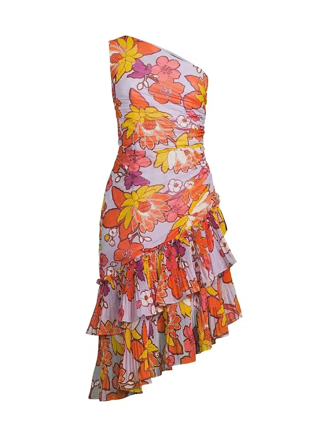 Ungaro Women's Lana Floral Asymmetric Midi-Dress - Orchid Multi