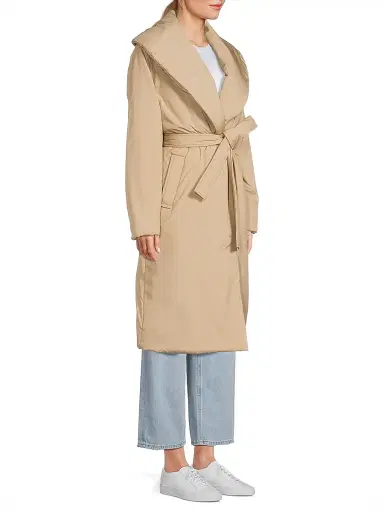 Kobi Halperin Women's Mia Faux Down Tie-Waist Coat - Oatmeal | Thumbnail 4 Kobi Halperin Women's Mia Faux Down Tie-Waist Coat - Oatmeal | Thumbnail 4
