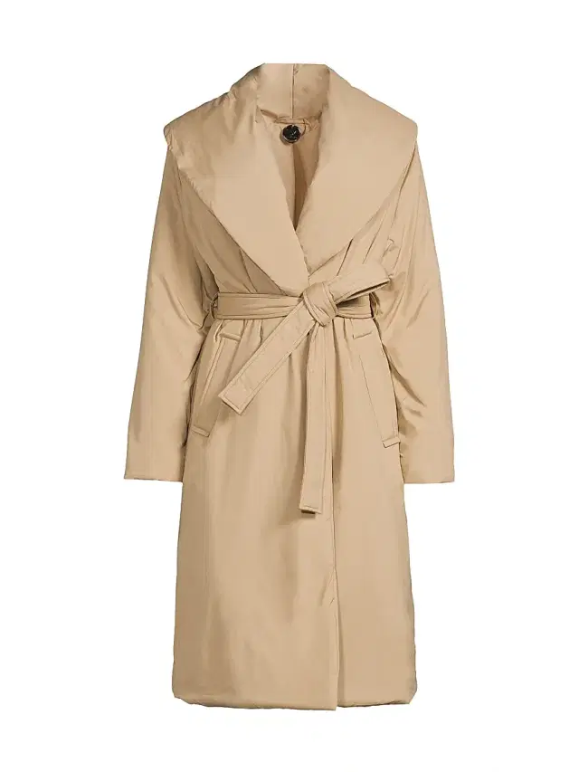 Kobi Halperin Women's Mia Faux Down Tie-Waist Coat - Oatmeal
