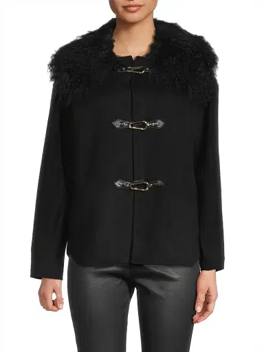 Kobi Halperin Women's Esme Double-Face Wool Short Coat - Black | Thumbnail 3 Kobi Halperin Women's Esme Double-Face Wool Short Coat - Black | Thumbnail 3