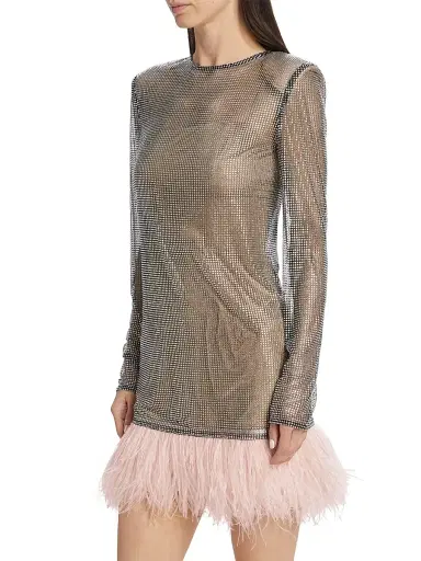 Bronx and Banco Women's Webb Feather-Trim Cocktail Dress - Silver Pink | Thumbnail 4 Bronx and Banco Women's Webb Feather-Trim Cocktail Dress - Silver Pink | Thumbnail 4