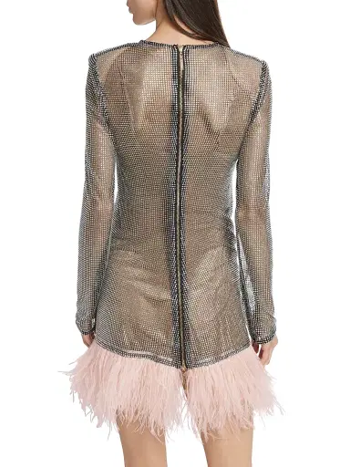 Bronx and Banco Women's Webb Feather-Trim Cocktail Dress - Silver Pink | Thumbnail 5 Bronx and Banco Women's Webb Feather-Trim Cocktail Dress - Silver Pink | Thumbnail 5