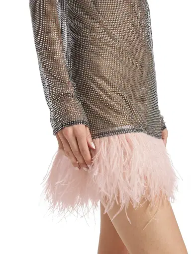 Bronx and Banco Women's Webb Feather-Trim Cocktail Dress - Silver Pink | Thumbnail 6 Bronx and Banco Women's Webb Feather-Trim Cocktail Dress - Silver Pink | Thumbnail 6