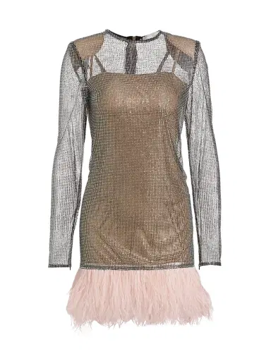 Bronx and Banco Women's Webb Feather-Trim Cocktail Dress - Silver Pink | Thumbnail 1 Bronx and Banco Women's Webb Feather-Trim Cocktail Dress - Silver Pink | Thumbnail 1