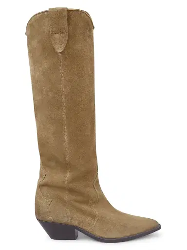 Isabel Marant Women's Denvee 40MM Suede Tall Western Boots - Taupe - Size 5 | Thumbnail 1
