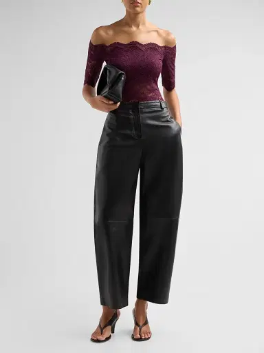 Rabanne Women's Lace Off-the-Shoulder Top - Magenta Purple - Size 12 | Thumbnail 2 Rabanne Women's Lace Off-the-Shoulder Top - Magenta Purple - Size 12 | Thumbnail 2