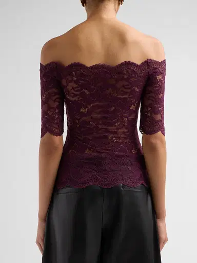 Rabanne Women's Lace Off-the-Shoulder Top - Magenta Purple - Size 12 | Thumbnail 3 Rabanne Women's Lace Off-the-Shoulder Top - Magenta Purple - Size 12 | Thumbnail 3