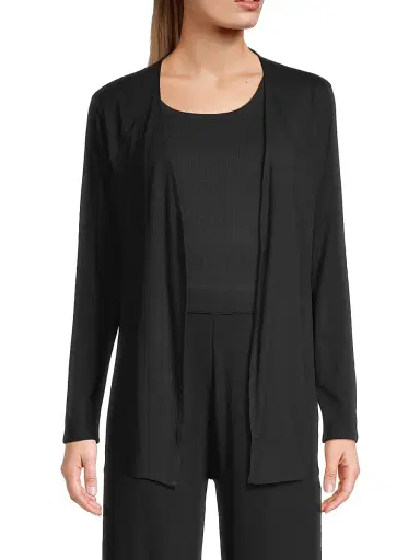 MAJESTIC FILATURES Women's Soft Touch Knit Open Cardigan - Noir - Size XS | Thumbnail 3 MAJESTIC FILATURES Women's Soft Touch Knit Open Cardigan - Noir - Size XS | Thumbnail 3