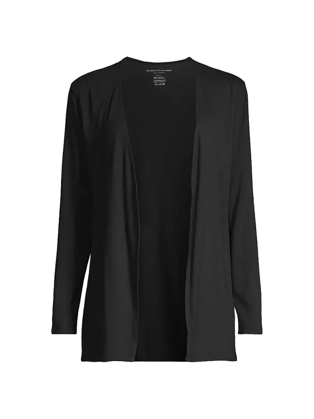 Majestic Filatures Women's Soft Touch Knit Open Cardigan - Noir