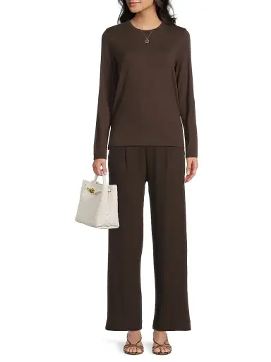 MAJESTIC FILATURES Women's Soft Touch Crewneck Top - Coffee - Size XS | Thumbnail 2
