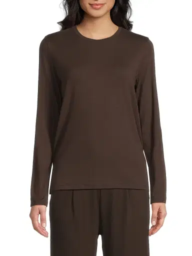 MAJESTIC FILATURES Women's Soft Touch Crewneck Top - Coffee - Size XS | Thumbnail 3