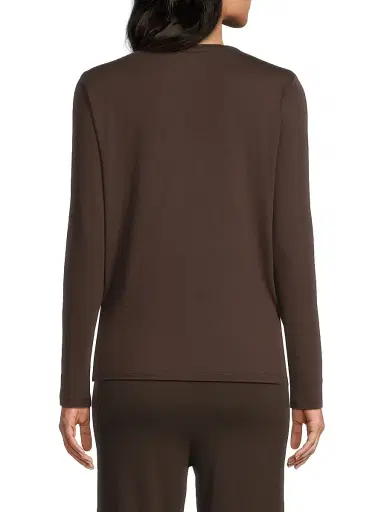 MAJESTIC FILATURES Women's Soft Touch Crewneck Top - Coffee - Size XS | Thumbnail 5