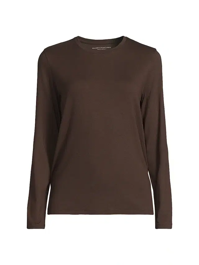 Majestic Filatures Women's Soft Touch Crewneck Top - Coffee