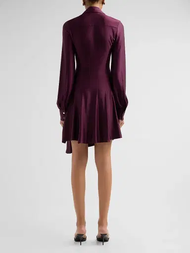 Rabanne Women's Satin Button-Front Mini Dress - Magenta Purple - Size 12 | Thumbnail 3