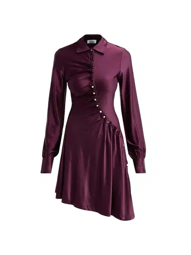 Rabanne Women's Satin Button-Front Mini Dress - Magenta Purple - Size 12 | Thumbnail 1