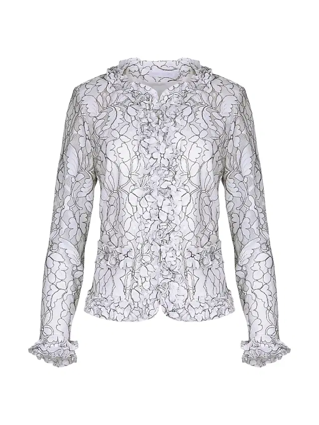 Anne Fontaine Women's Giana Floral Lace Jacket - Black White
