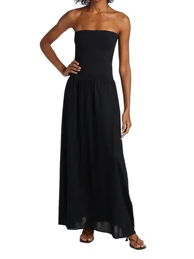 ERES Women's Ankara Cotton Strapless Maxi Dress - Noir | Thumbnail 3 ERES Women's Ankara Cotton Strapless Maxi Dress - Noir | Thumbnail 3