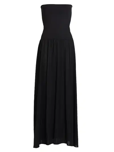 ERES Women's Ankara Cotton Strapless Maxi Dress - Noir | Thumbnail 1 ERES Women's Ankara Cotton Strapless Maxi Dress - Noir | Thumbnail 1