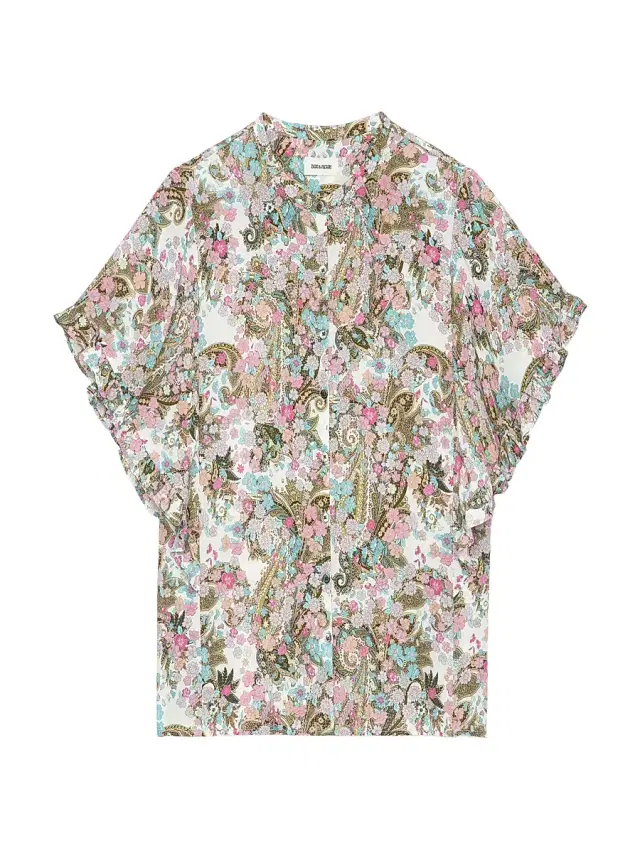 Zadig & Voltaire Women's Floral Flutter-Sleeve Blouse - Deep Parme - Size Small