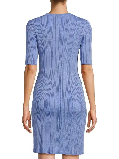 Majestic Filatures Women's Stretch Metallic Rib-Knit Henley Minidress - Mykonos | Thumbnail 5 Majestic Filatures Women's Stretch Metallic Rib-Knit Henley Minidress - Mykonos | Thumbnail 5