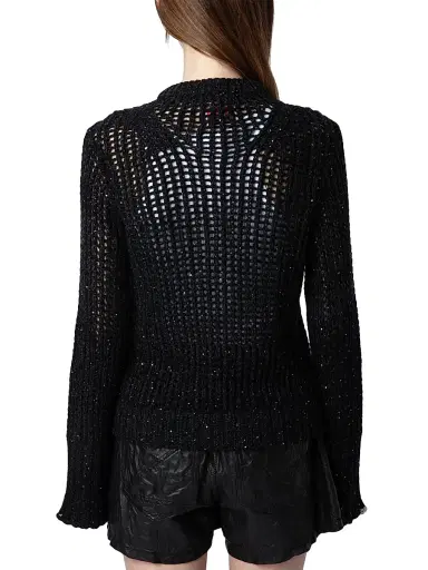 Zadig & Voltaire Women's Halty Weco Cashmere-Blend Open-Knit Top - Noir - Size Small | Thumbnail 5