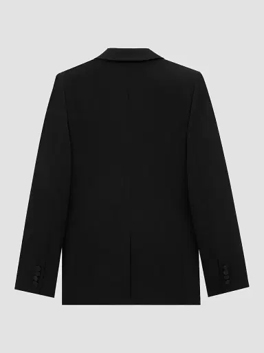 Saint Laurent Men's Double-Breasted Tuxedo Jacket in Grain De Poudre - Noir - Size 40 | Thumbnail 2 Saint Laurent Men's Double-Breasted Tuxedo Jacket in Grain De Poudre - Noir - Size 40 | Thumbnail 2