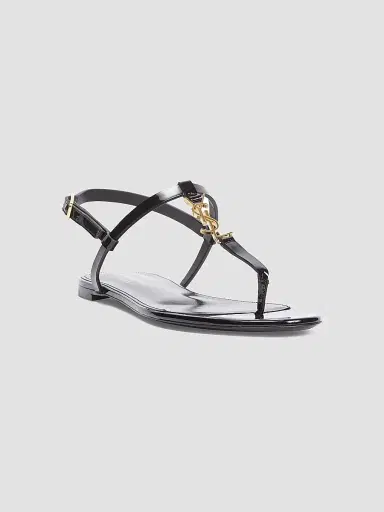 Saint Laurent Women's Cassandra Patent Leather Slingback Thong Sandals | Thumbnail 2 Saint Laurent Women's Cassandra Patent Leather Slingback Thong Sandals | Thumbnail 2