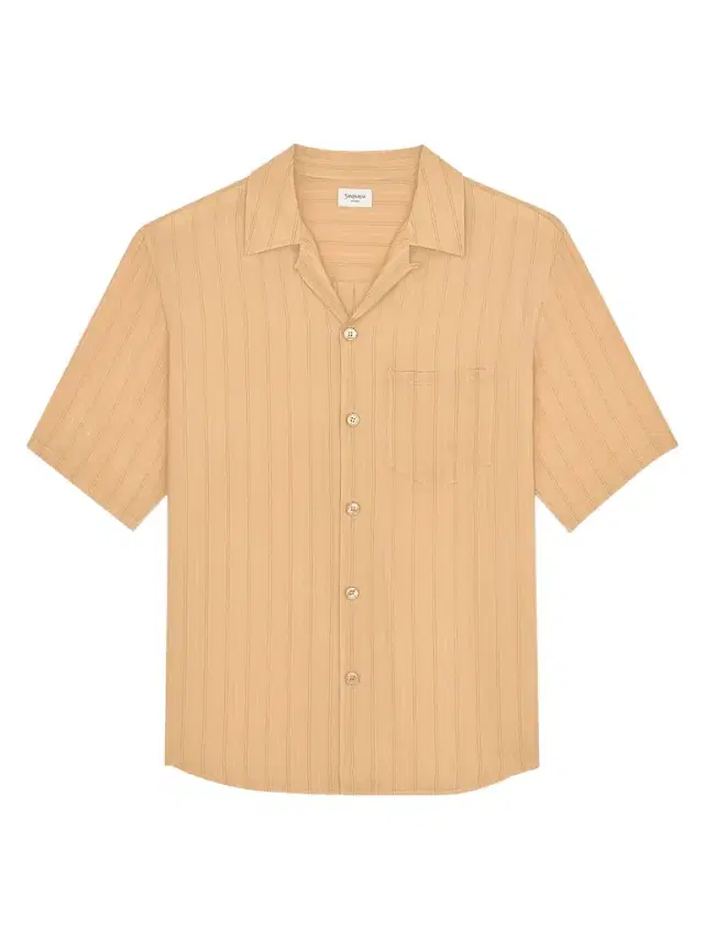 Saint Laurent Men's Shirt in Striped Silk - Beige