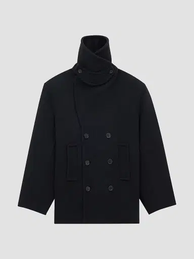 Saint Laurent Women's Peacoat in Wool - Noir Profond - Size 8 | Thumbnail 3