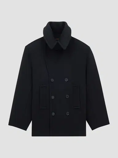 Saint Laurent Women's Peacoat in Wool - Noir Profond - Size 8 | Thumbnail 4