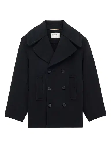 Saint Laurent Women's Peacoat in Wool - Noir Profond - Size 8 | Thumbnail 1