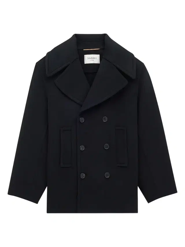 Saint Laurent Women's Peacoat in Wool - Noir Profond