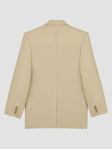 Saint Laurent Women's Single-Breasted Jacket in Wool and Silk - Beige - Size 6 | Thumbnail 2