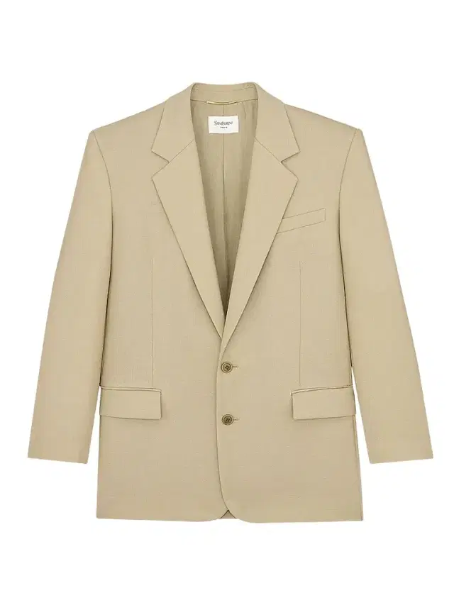 Saint Laurent Women's Single-Breasted Jacket in Wool and Silk - Beige