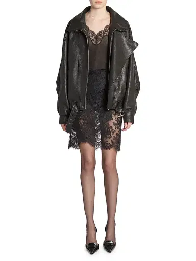 Saint Laurent Women's Laced Tank Top in Ribbed Silk Jersey | Thumbnail 3 Saint Laurent Women's Laced Tank Top in Ribbed Silk Jersey | Thumbnail 3