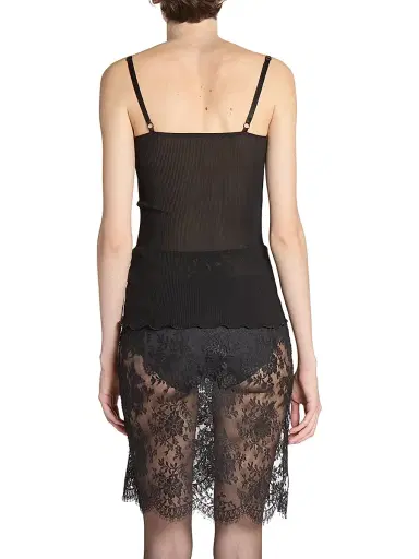 Saint Laurent Women's Laced Tank Top in Ribbed Silk Jersey | Thumbnail 5 Saint Laurent Women's Laced Tank Top in Ribbed Silk Jersey | Thumbnail 5