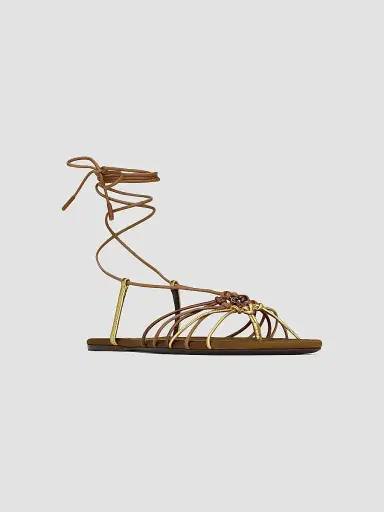 Saint Laurent Women's Babylone Sandals in Smooth and Metallic Leather | Thumbnail 2
