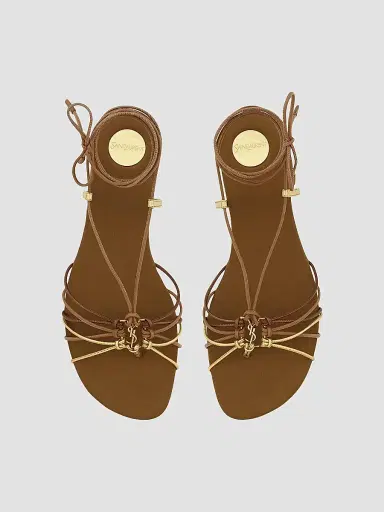 Saint Laurent Women's Babylone Sandals in Smooth and Metallic Leather | Thumbnail 3