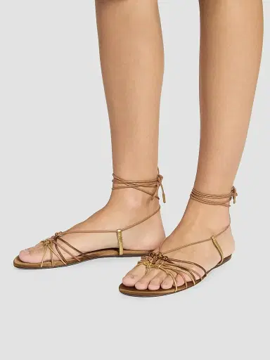 Saint Laurent Women's Babylone Sandals in Smooth and Metallic Leather | Thumbnail 4