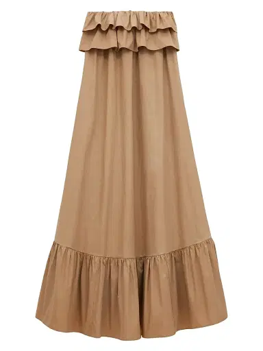 Saint Laurent Women's Ruffled Dress in Cotton Serge | Thumbnail 2 Saint Laurent Women's Ruffled Dress in Cotton Serge | Thumbnail 2