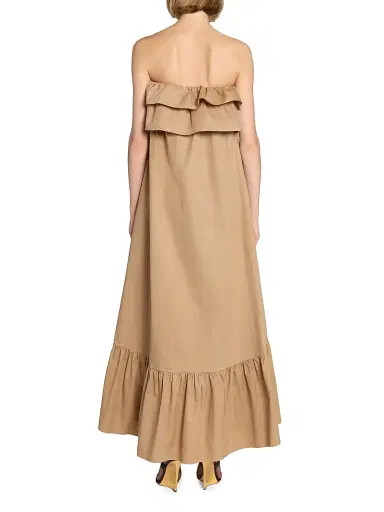 Saint Laurent Women's Ruffled Dress in Cotton Serge | Thumbnail 6 Saint Laurent Women's Ruffled Dress in Cotton Serge | Thumbnail 6