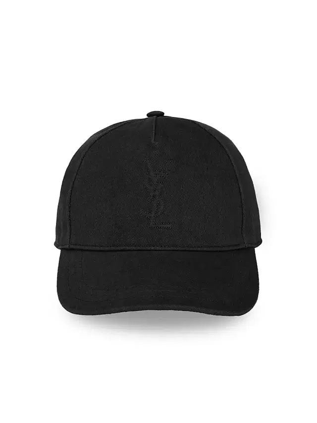 Saint Laurent Men's Cassandre Cap in Cotton Denim Twill - Black