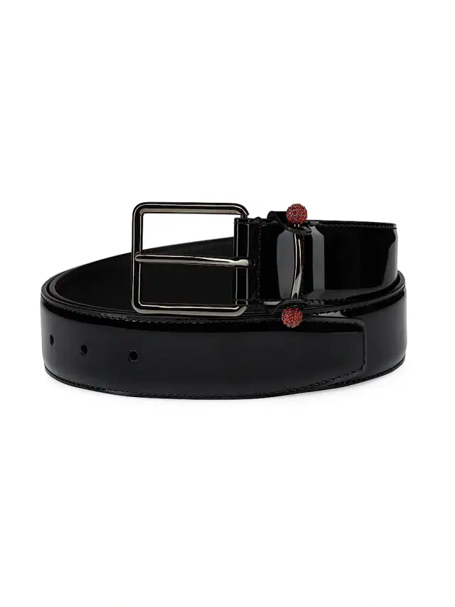 Christian Louboutin Men's Chambeliss Belt - Black Red