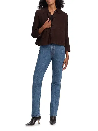 ba & sh Women's Milos Leather Jacket - Chocolate | Thumbnail 2