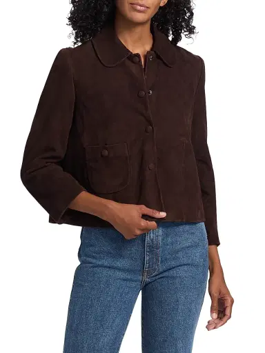 ba & sh Women's Milos Leather Jacket - Chocolate | Thumbnail 3