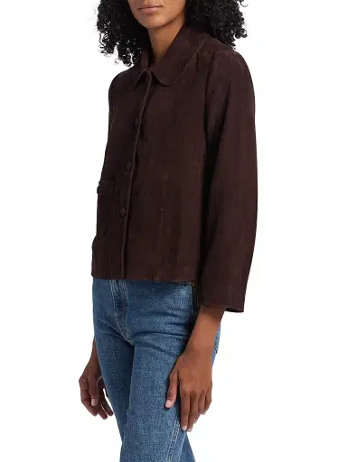 ba & sh Women's Milos Leather Jacket - Chocolate | Thumbnail 4